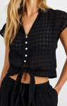 Short Sleeve Tie Front Top