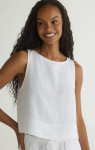 Sleeveless Boat Neck Split Back Top