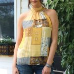 Cruel Women's Quilt Print Halter Blouse in Yellow